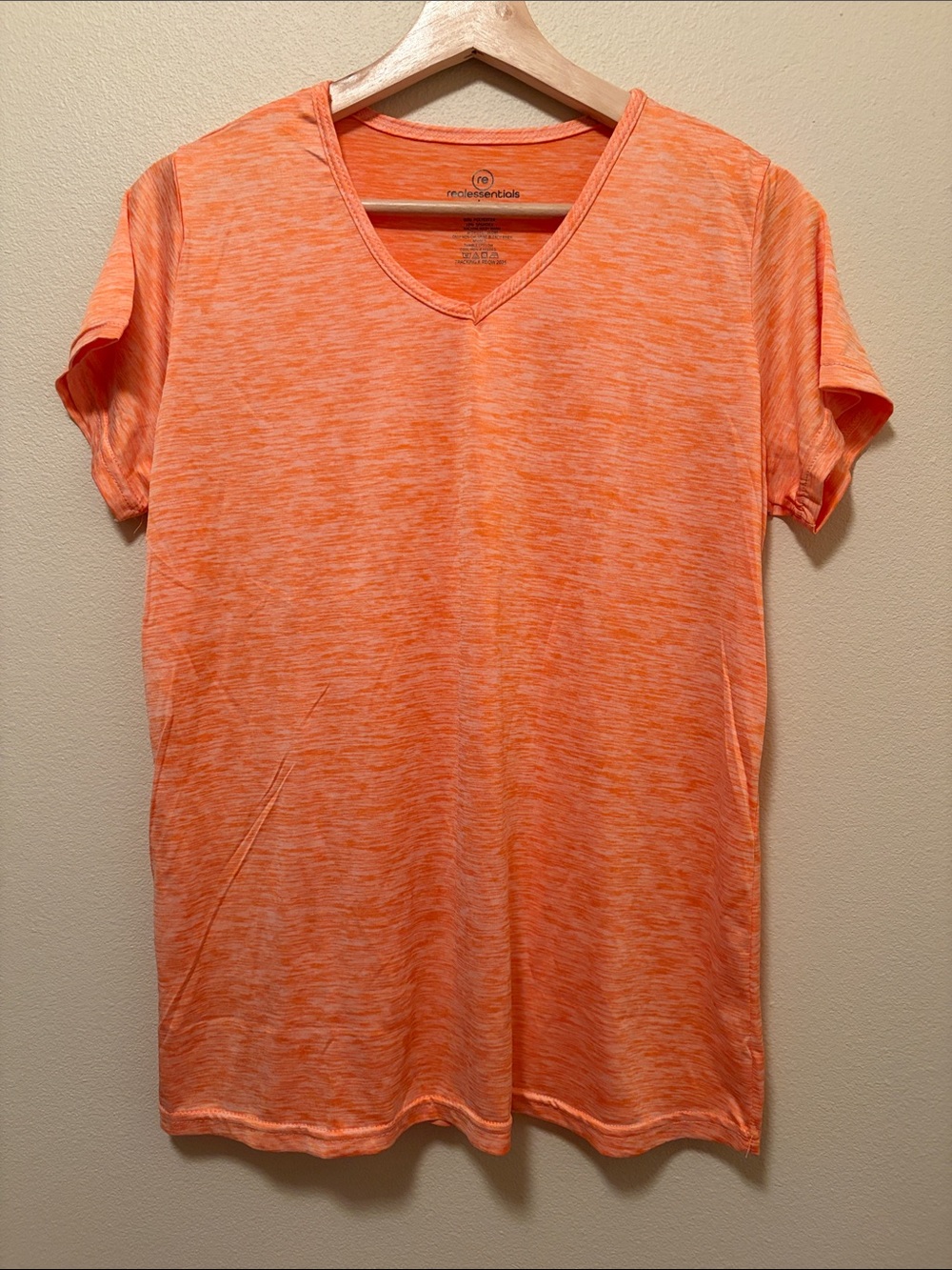 Essentials Women's V-Neck Short Sleeve Tee - Bright Orange Heather